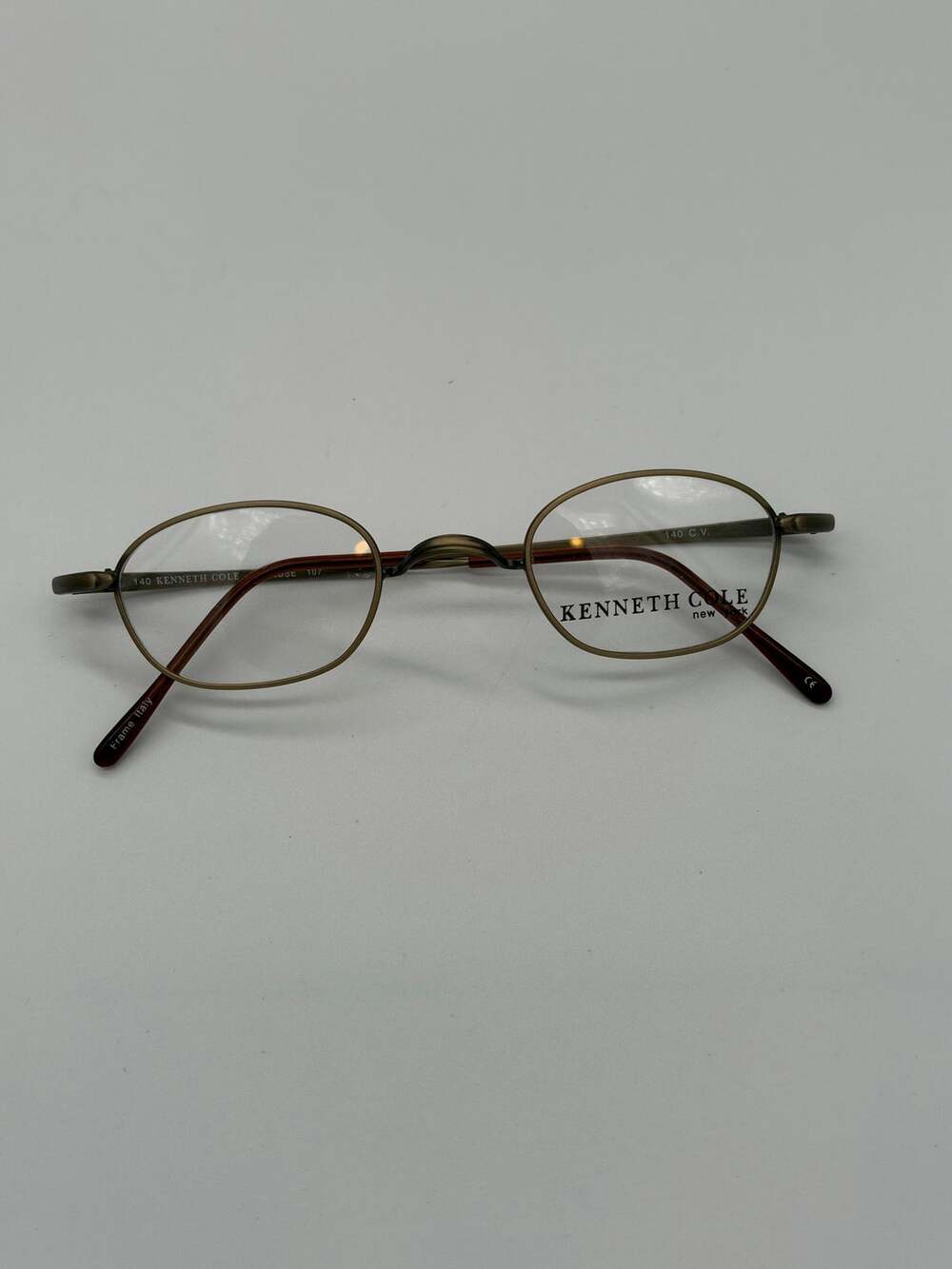 Kenneth Cole No-Nose 107 Oval Eyeglasses Frame Vintage Bronze Gold 140 NWOT